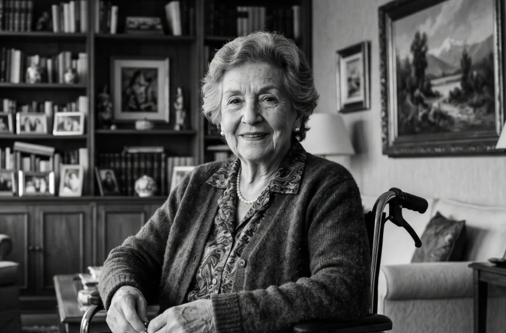 Carmen, 86 años, en su living en Lo Barnechea